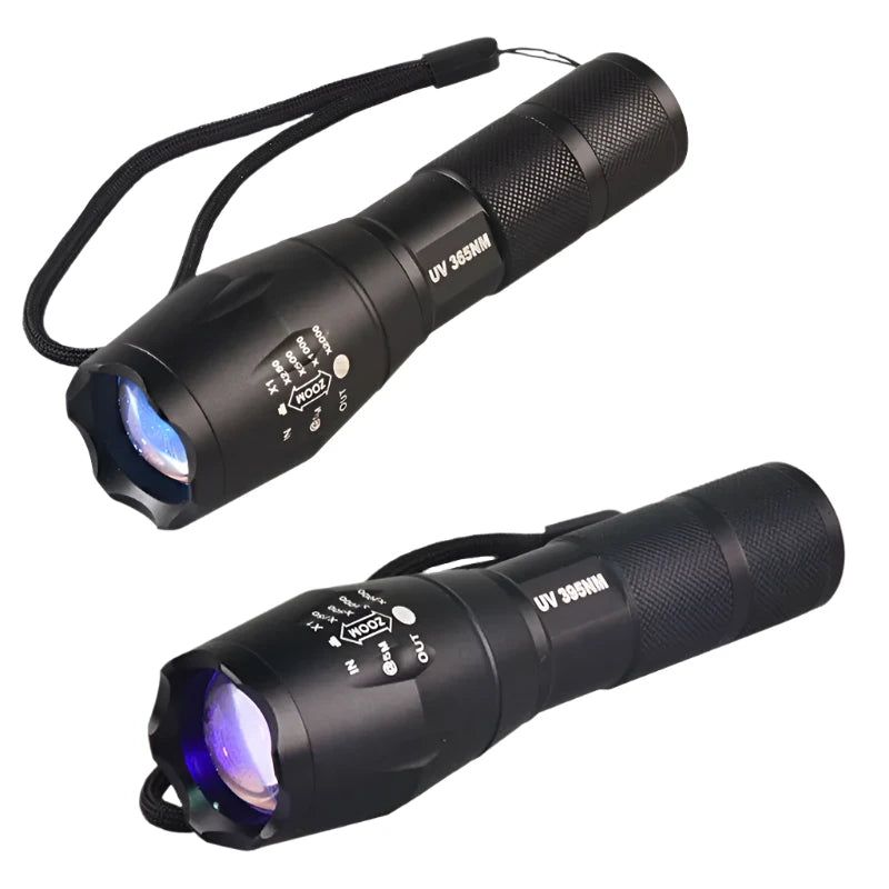 UV Led Flashlight 365nm 395nm Ultraviolet 3W Zoomable Invisible Cat Dog Pet Stains Hunting Marker Check Light 18650 Torch-WAYBIKER