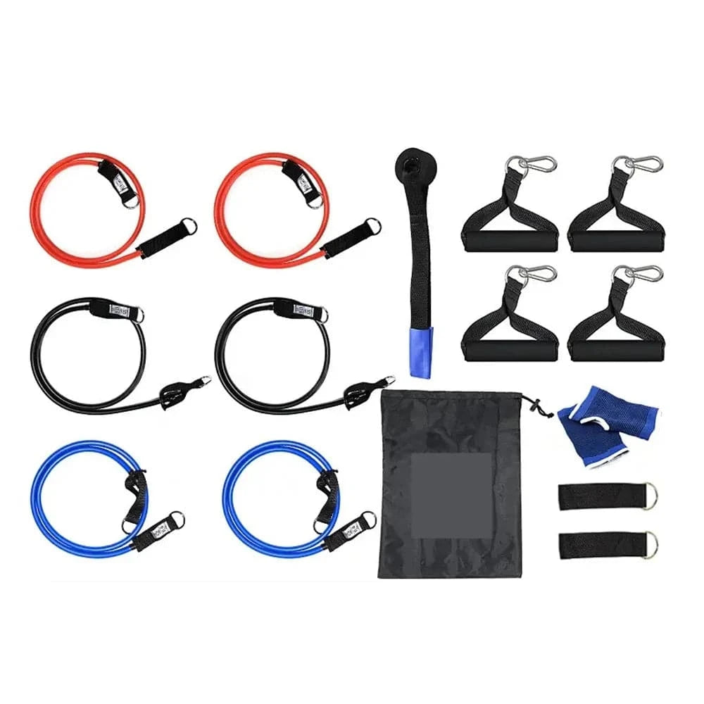 TOMSHOO 1 Set Resistance Bands Set Fitness Rubber Band Yoga Gym Exercise Elastic Loop Band Door Anchor Ankle Straps Set with Bag-WAYBIKER