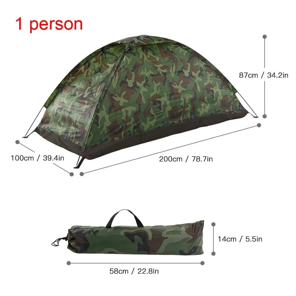 Portable Camouflage Camping Tent for 2 Person Single Layer Beach Tent Outdoor Ultralight Tents Outdoor Camping Equipment-WAYBIKER