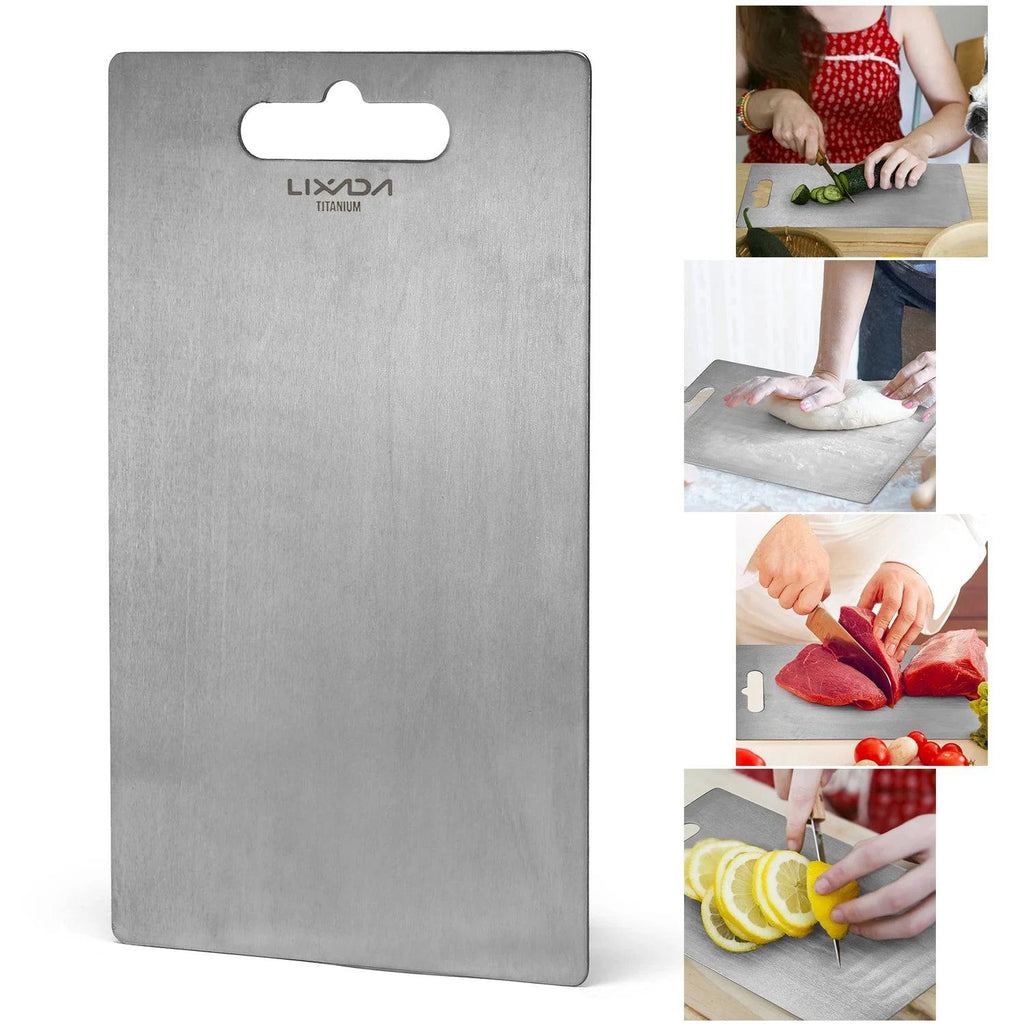 Lixada 1.8MM Thick Titanium Cutting Board Chopping Board for Home Kitchen Cooking Outdoor Camping Hiking Picnic Backpacking-WAYBIKER