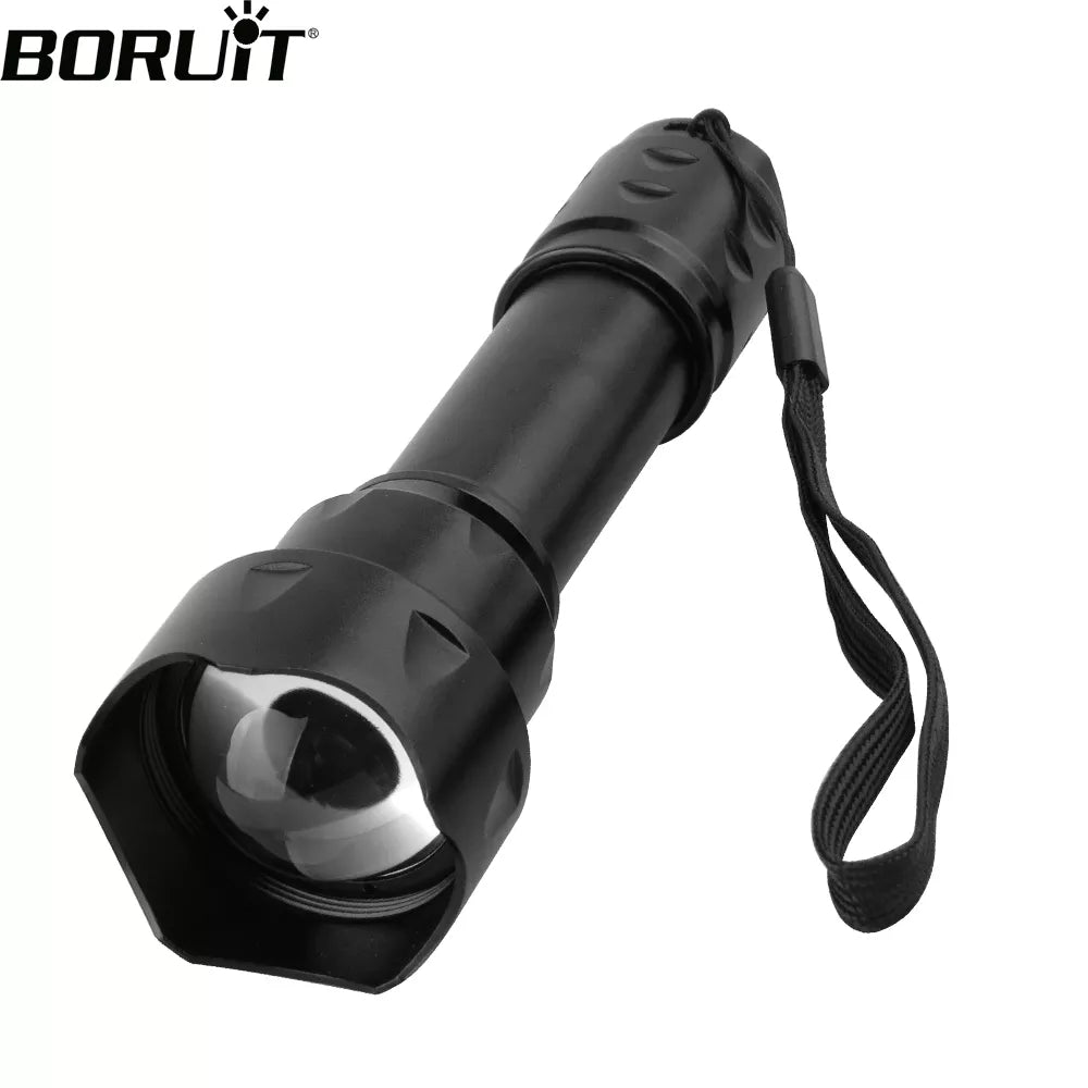 BORUiT T20 Infrared IR 850nm Night Vision LED Tactical Flashlight Zoom IPX6 Waterproof Torch Use 18650 Battery Hunting Lantern-WAYBIKER