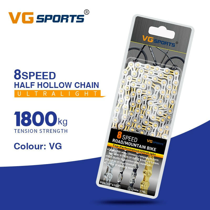 VG Sports 8 9 10 11 12 Speed Velocidade Bicycle Chain 8s 9s 10s 11s 12s EL Half Hollow MTB Mountain Road Bike Chains Bike Parts-WAYBIKER