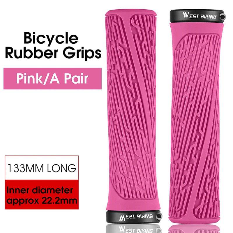 WEST BIKING MTB Handlebar Grips Colorful Mountain Bike Silicone Grips Non-slip Bike Handles Cover Shock Absorption Lock On Grips-WAYBIKER