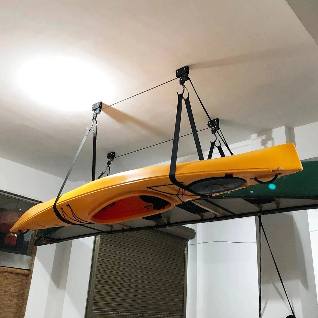 Kayak Lift Hanging Pulley System Kayak Ceiling Rack Garage Ceiling Mount for Bicycle Paddleboard Canoe Boat Kayak Accessories-WAYBIKER