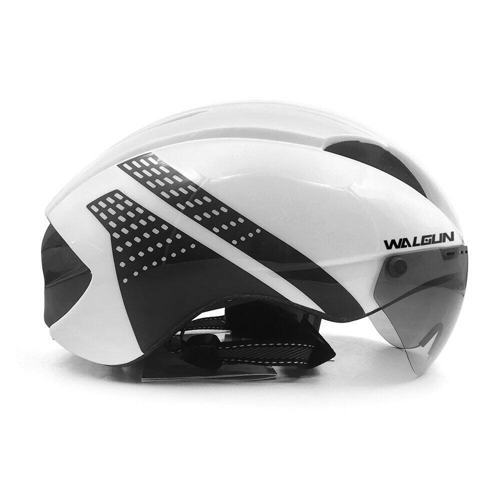 WALGUN Aero Cycling Helmet Road Bike Helmet Adults Lens Goggles Visor Time Trial TT Triathlon Bicycle Helmet M L for Men Women-WAYBIKER