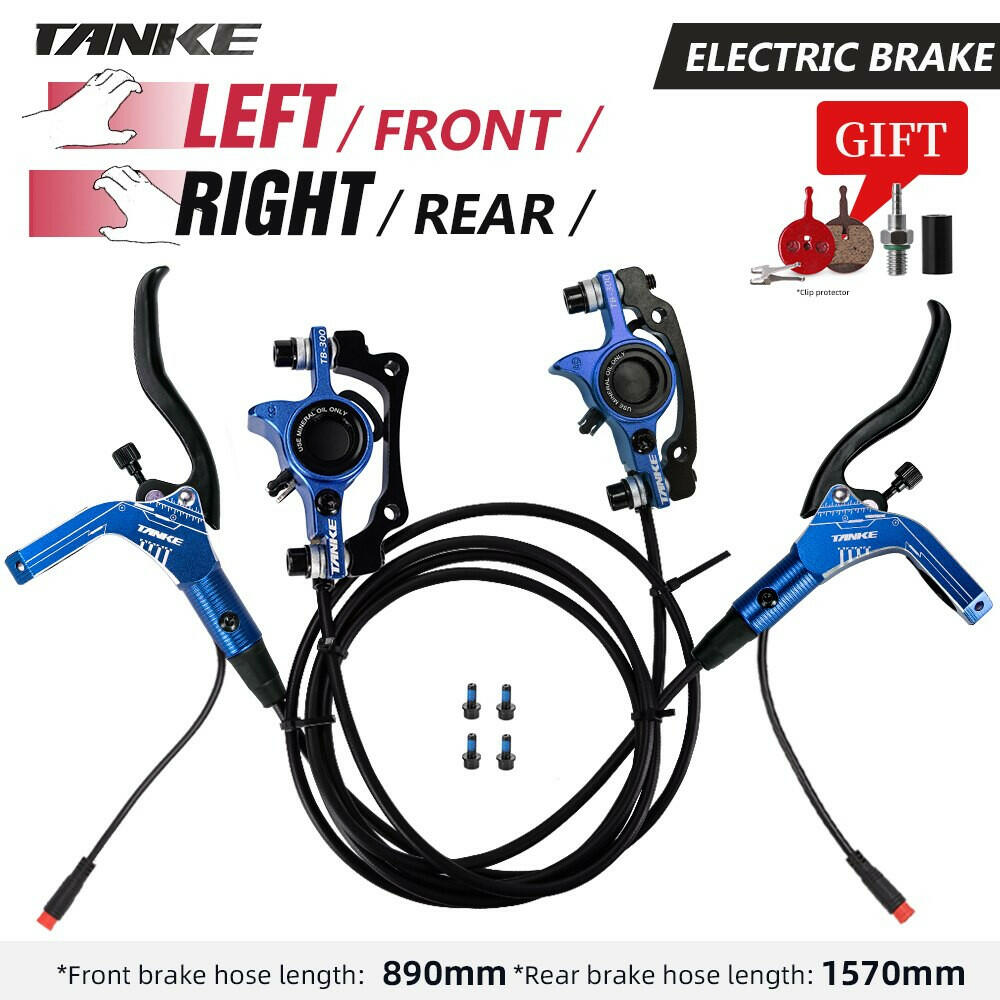 TANKE E-Bike MTB Hydraulic Disc Brake Set Electric E Scooter Power Control Shifter Bicycle Brakes 160mm rotors Aluminum Alloy-WAYBIKER