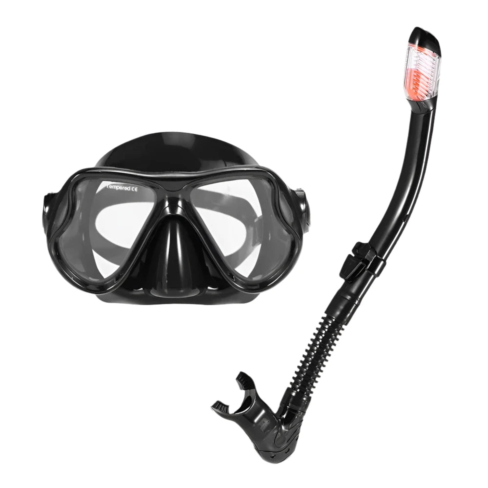 Adults Diving Mask Scuba Mask Underwater Snorkel Set Anti Fog Snorkeling Goggles Swimming Mask Glass Men Women Diving Goggles-WAYBIKER