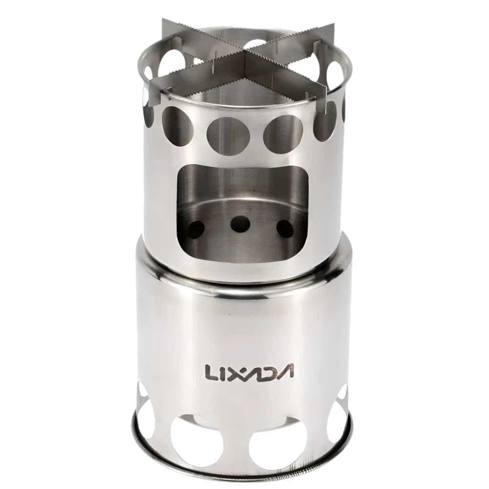 Lixada Portable Wood Stove Firewoods Furnace Outdoor Stove Cooking Burner Lightweight Stainless Steel Picnic Camping Wood Stove-WAYBIKER