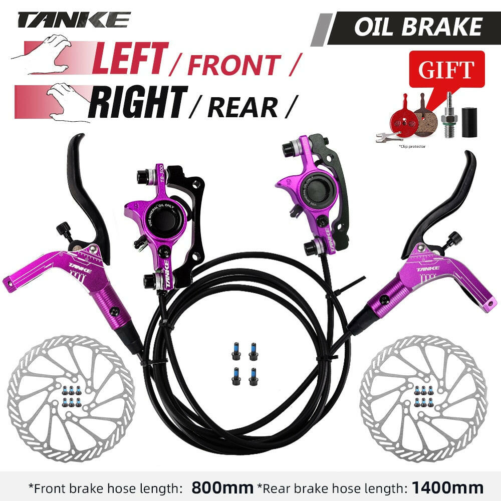 TANKE MTB Bike Hydraulic Disc Brake Set 160mm Rotors Oil Calliper Plate Front Rear Mountain Bicycle Clamp 22.2mm Handle A Pillar-WAYBIKER