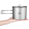 1100ml Titanium Mug Outdoor Camping Picnic Water Cup Camping Tableware Cookware w/ Lid Camping Accesorios Cookware Camp-WAYBIKER