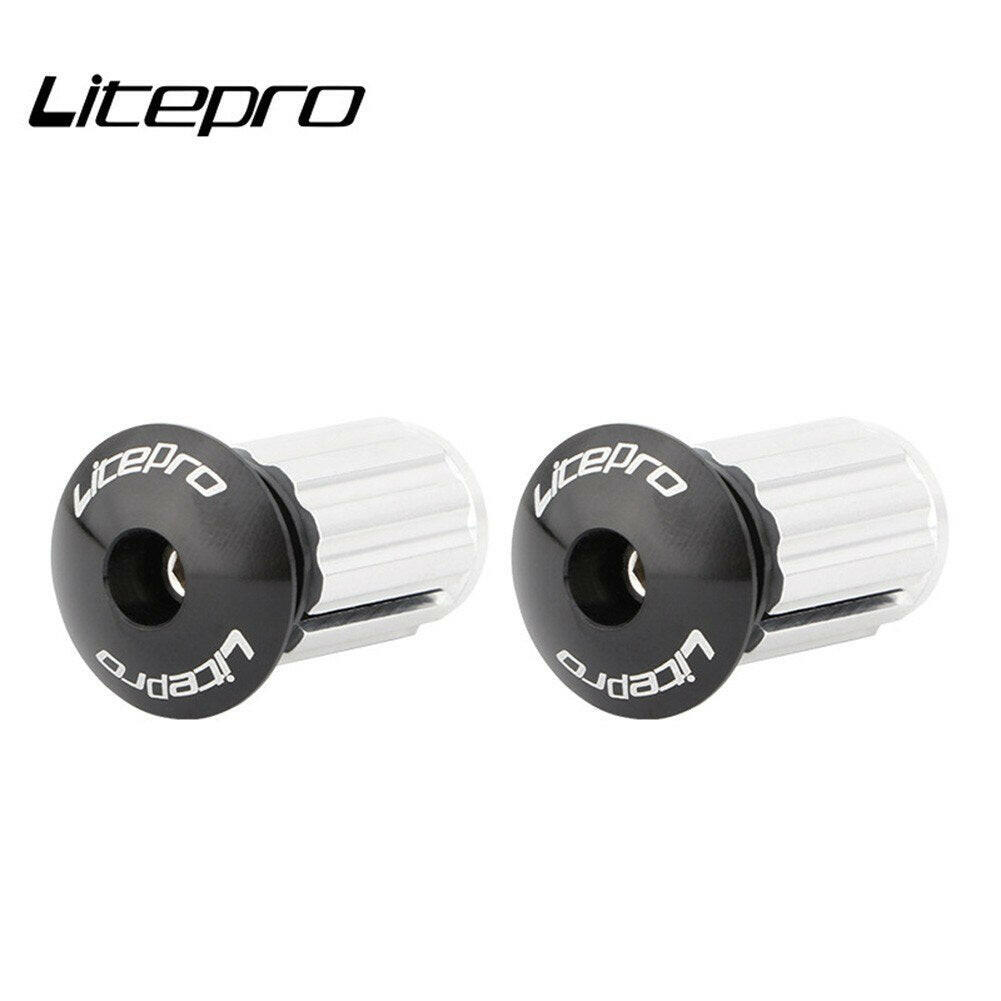 Litepro 1 pair foldable bicycle handlebar plug bicycle handlebar cover aluminum alloy road bike handlebar end cap accessory-WAYBIKER