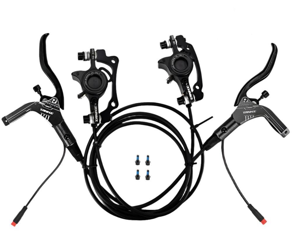 TANKE E-Bike MTB Hydraulic Disc Brake Set Electric E Scooter Power Control Shifter Bicycle Brakes 160mm rotors Aluminum Alloy-WAYBIKER