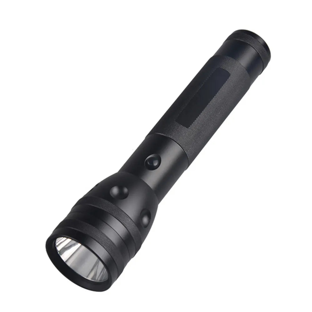 Powerful 10W LED Flashlight 3-Mode Hard Light Black Flashlight With Holster High Power T6 LED Heavy-duty 2 Cell D Battery-WAYBIKER