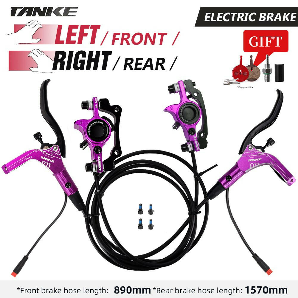 TANKE E-Bike MTB Hydraulic Disc Brake Set Electric E Scooter Power Control Shifter Bicycle Brakes 160mm rotors Aluminum Alloy-WAYBIKER