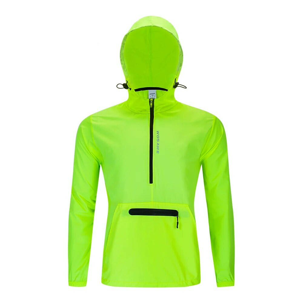 WOSAWE Windproof Cycling Jacket with Hooded Men's Windbreaker Reflective Bike Bicycle MTB Riding Sports Coat Long Jersey-WAYBIKER