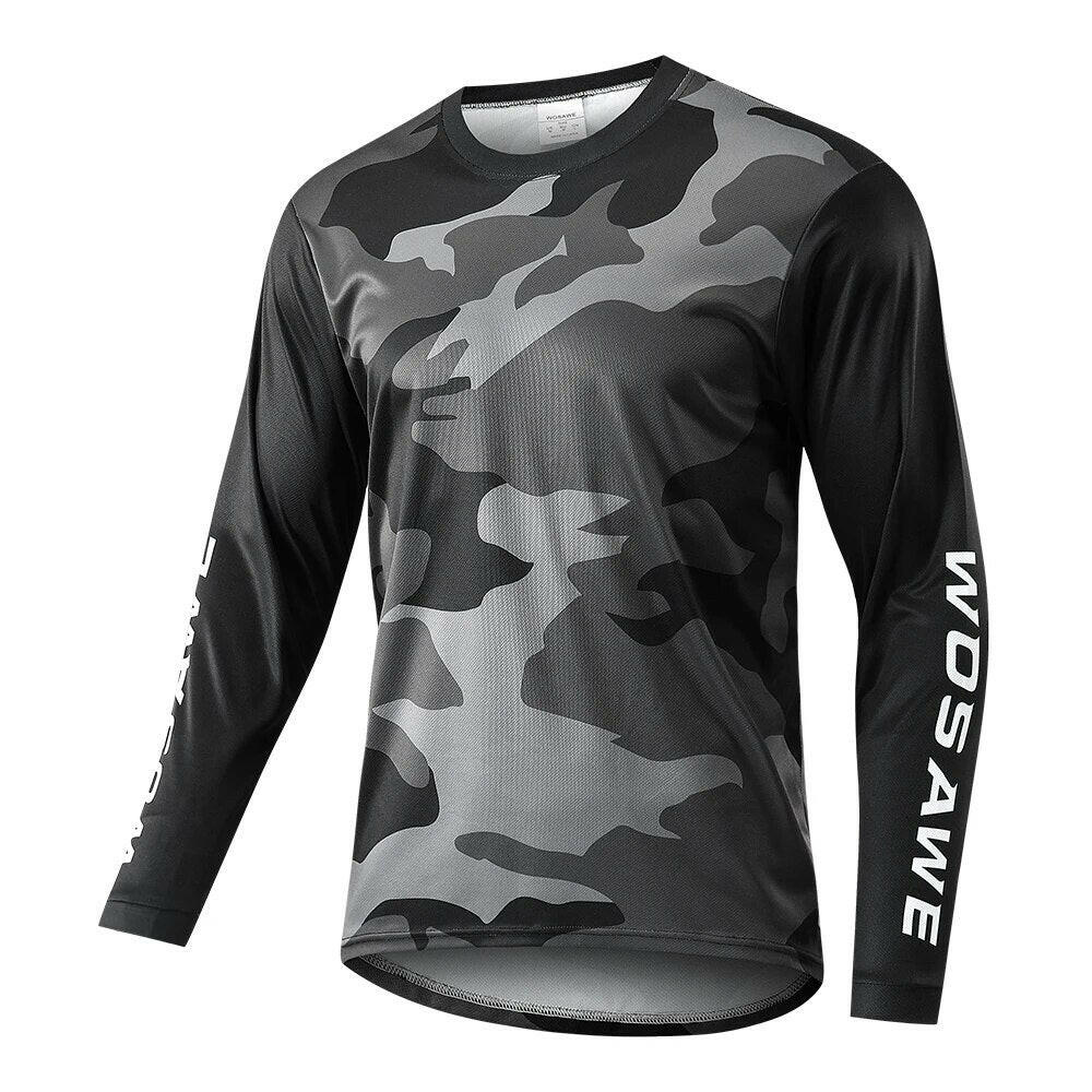 WOSAWE Men's Downhill Jerseys Mens Long Sleeve Cycling Jersey Mountain Bike MTB Enduro Trail Racing Top-WAYBIKER