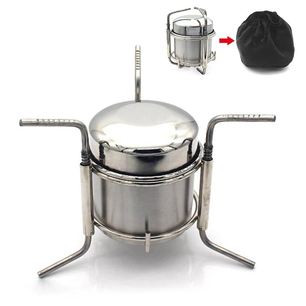 Camping Picnic Stove Outdoor Stainless Steel Liquid Alcohol Stove Portable Liquid Burner-WAYBIKER