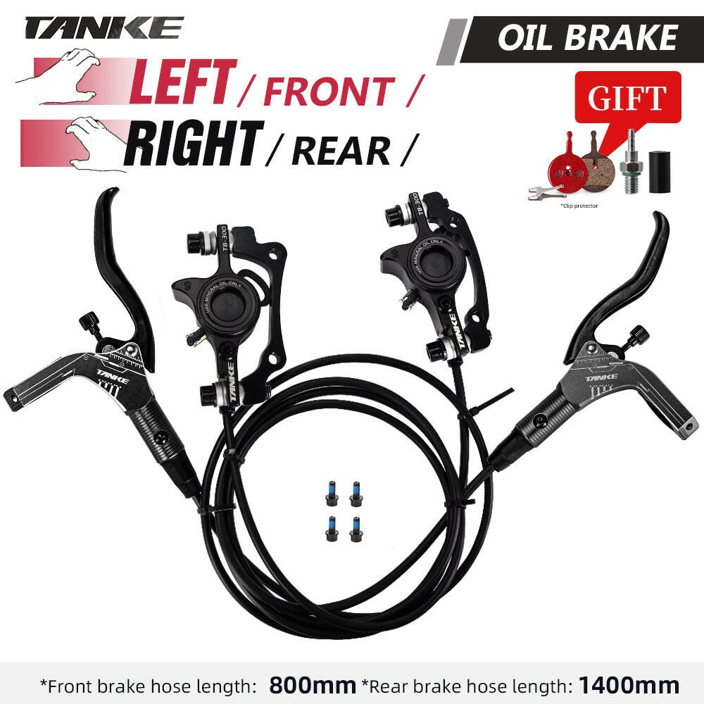 TANKE MTB Bike Hydraulic Disc Brake Set 160mm Rotors Oil Calliper Plate Front Rear Mountain Bicycle Clamp 22.2mm Handle A Pillar-WAYBIKER