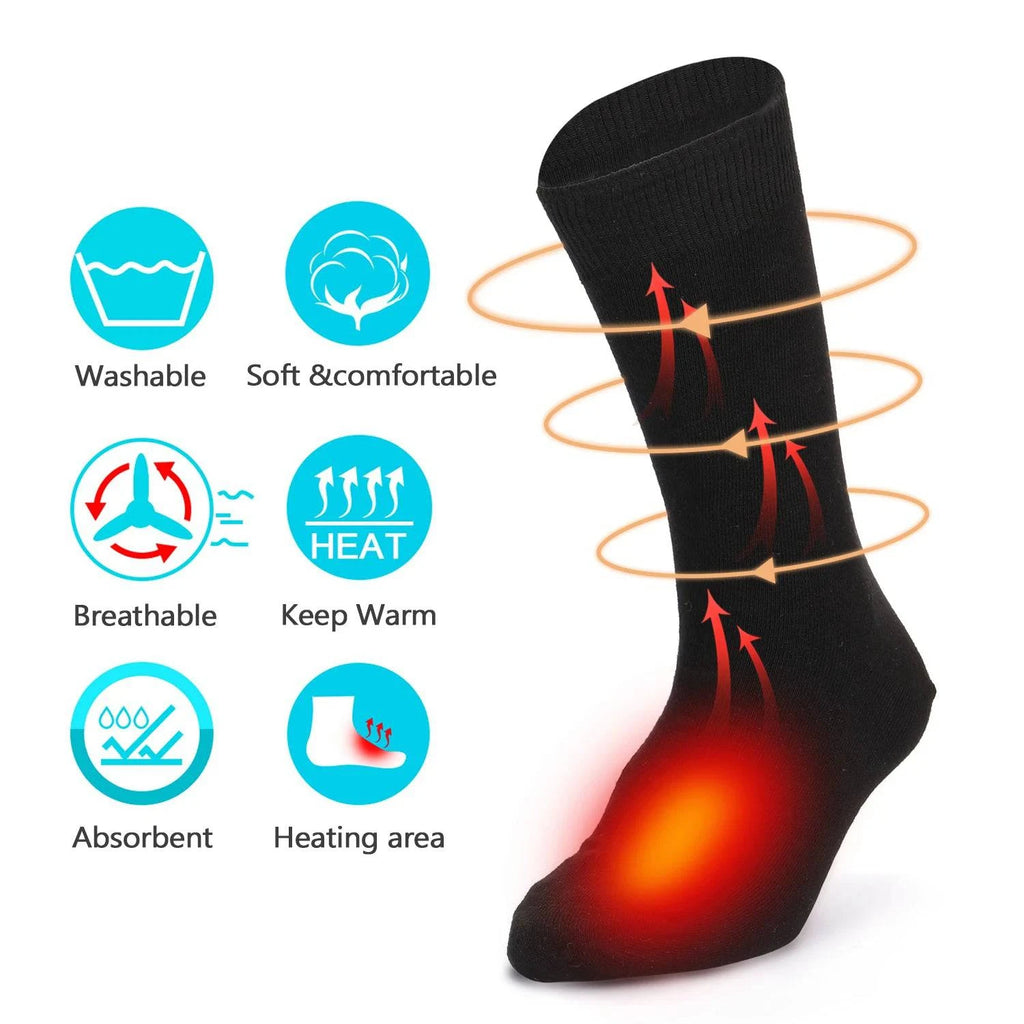 Electric Heated Socks Battery Powered Cold Weather Heat Socks for Men &Women Outdoor Camping Hiking Motorcycle Warm Winter Socks-WAYBIKER