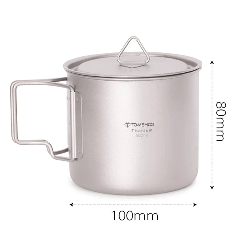 TOMSHOO Ultralight Titanium Cup Outdoor Portable Camping Picnic Water Cup Mug with Foldable Handle 300ml-750ml-WAYBIKER