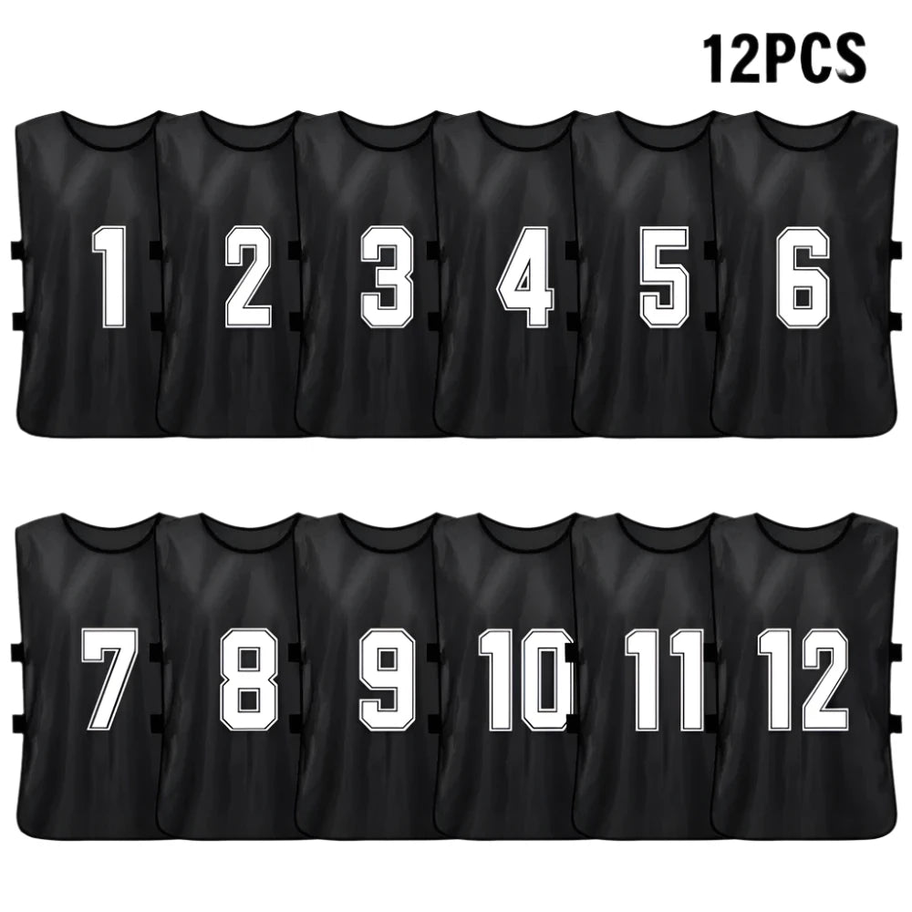 6/12 PCS Adults Soccer Pinnies Quick Drying Football Team Jerseys Sports Soccer Team Training Numbered Bibs Practice Sports Vest-WAYBIKER