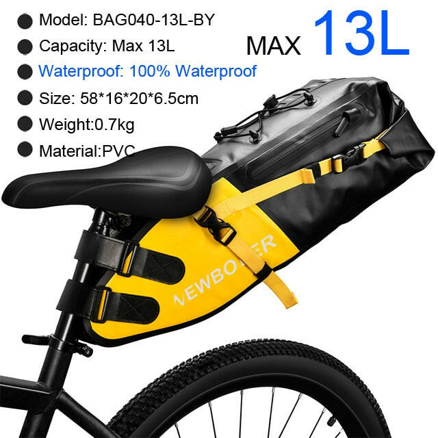 NEWBOLER Bike Bag Waterproof 13L Large Capacity Bicycle Saddle Bag Cycling Foldable Tail Rear Bag MTB Road Trunk Bikepacking-WAYBIKER