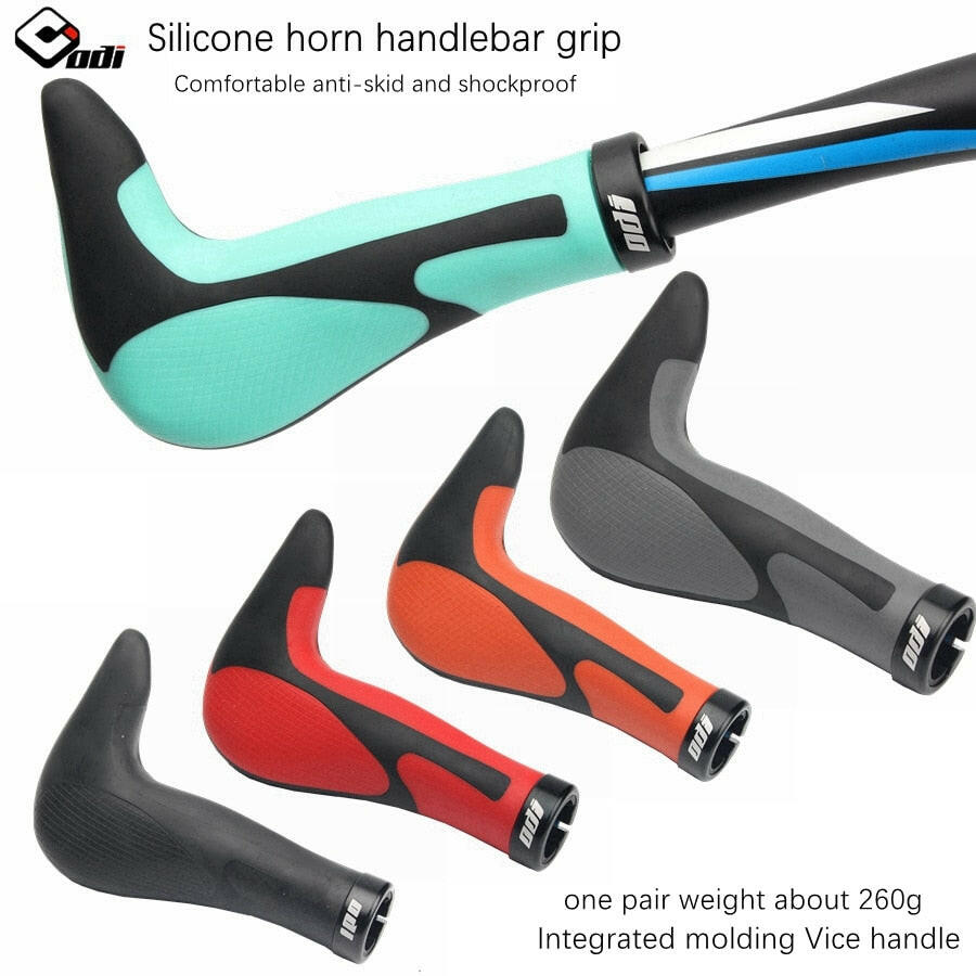 Odi Bicycle Silicone Handlebar Grips Integrally-formed Horn Handlebar Cycling Hand Rest Mountain Folding Bike Lock Ring Cover-WAYBIKER