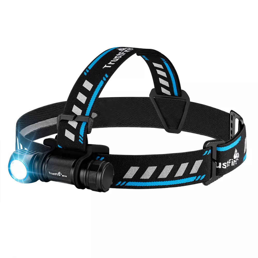 Trustfire MC18 LED Headlamp 1200lm 18650 Magnetic Rechargeable Headlight Flashlight with Power Indicator Magnet Tail for Fishing-WAYBIKER