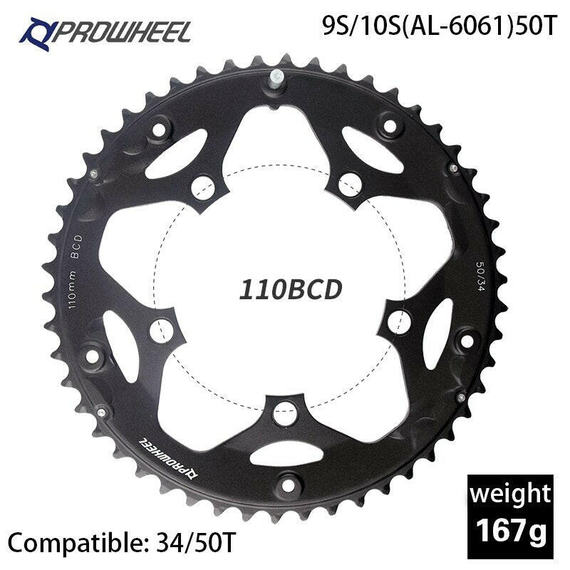 PROWHEEL Road Bicycle Sprockets 110BCD 130BCD Crankset Chainwheel 34/39/50/53T Chainring 9/10/11 Speed Bike Tooth plate Parts-WAYBIKER
