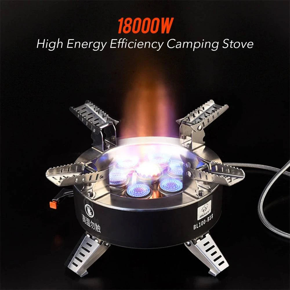 BULIN 18000W High-power Camping Stove with Piezo Seven-core Gas Stoves Burner for Outdoor Tourism Tourist BBQ Survival Equipment-WAYBIKER