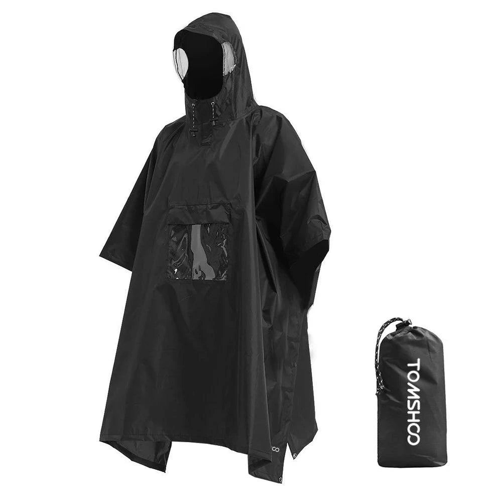 TOMSHOO Multifunctional Lightweight Waterproof Hooded Rain Poncho Raincoat for Men Women Outdoor Cycling Mat Canopy Shelter-WAYBIKER