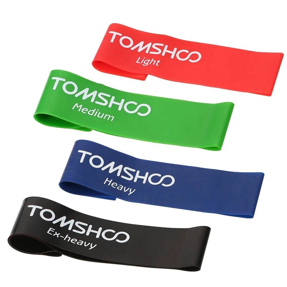 TOMSHOO 1 Set Resistance Bands Set Fitness Rubber Band Yoga Gym Exercise Elastic Loop Band Door Anchor Ankle Straps Set with Bag-WAYBIKER
