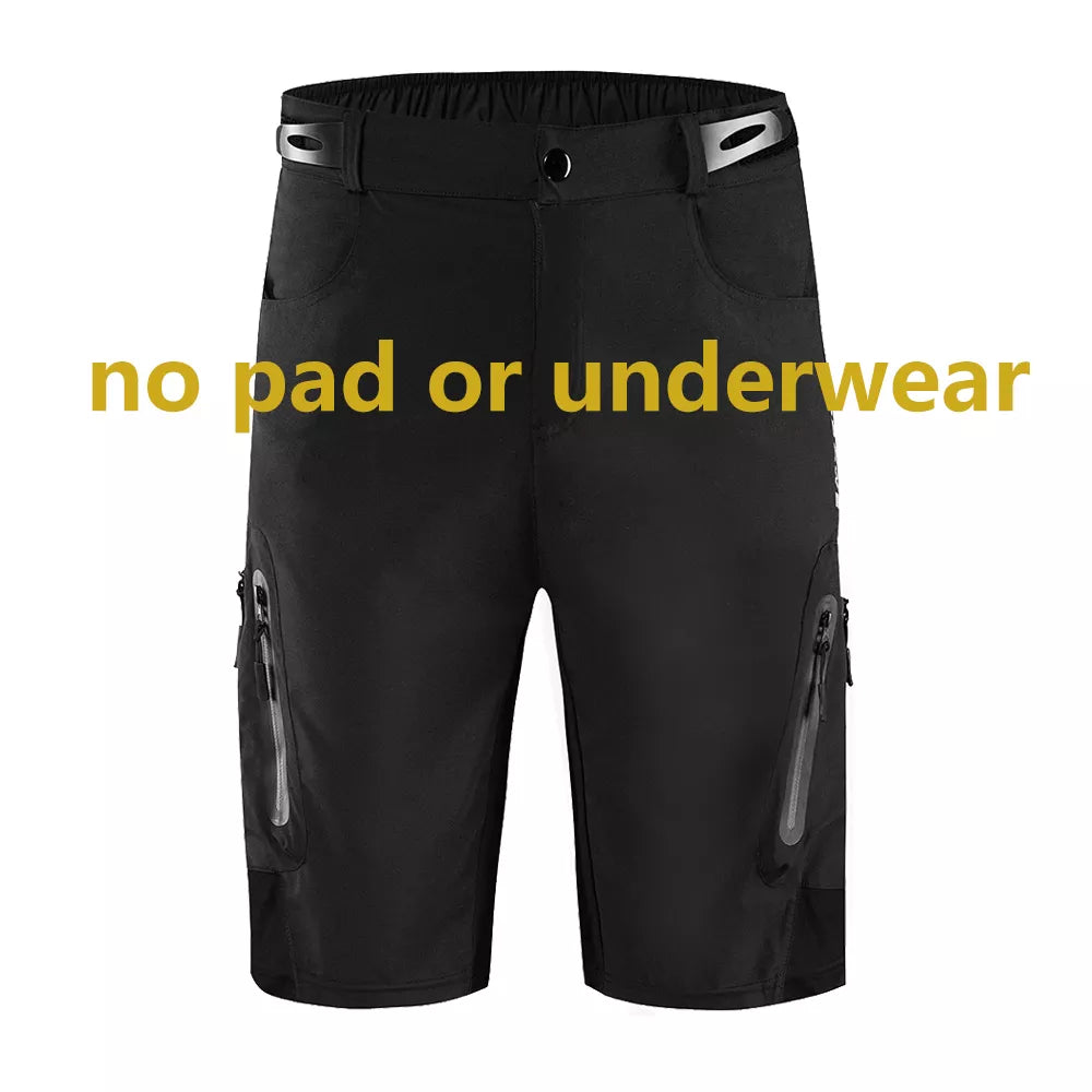 WOSAWE Men Padded Baggy Cycling Shorts Reflective MTB Mountain Bike Bicycle Riding Trousers Water Resistant Loose Fit Shorts-WAYBIKER