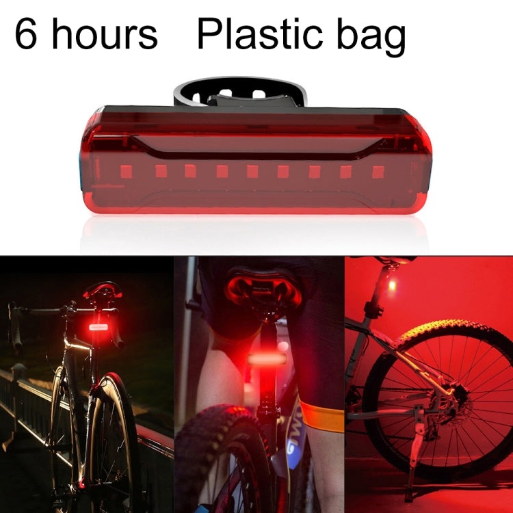 A02 Bicycle Taillight Bicycle Riding Motorcycle Electric Car LED Mountain Bike USB Charging Safety Warning Light 6 Hours, Plastic Bag , 6 Hours, Plastic Bag