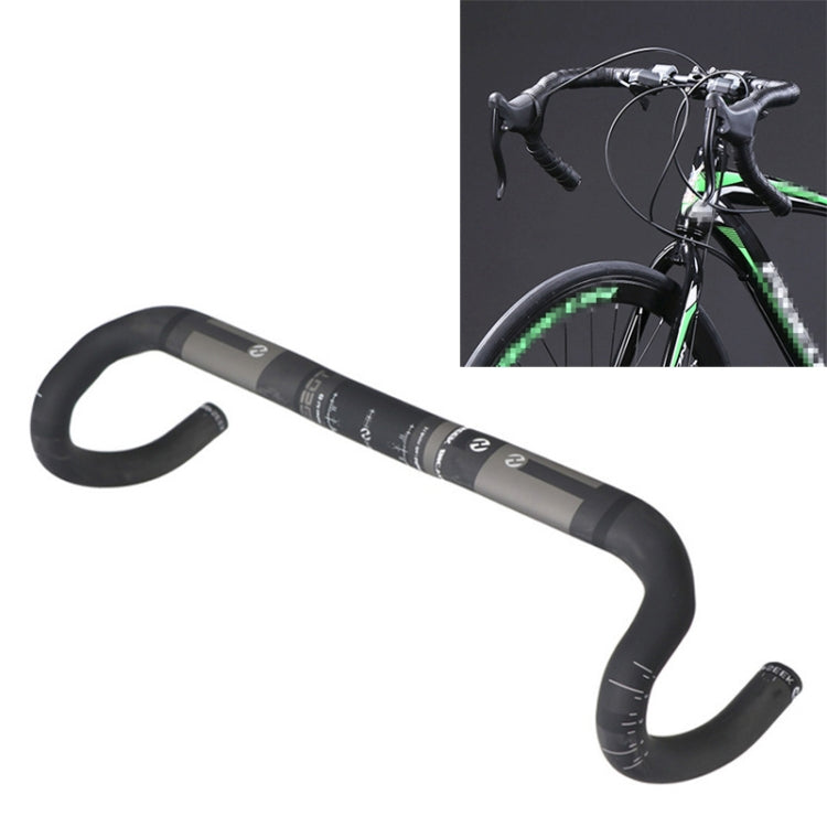 TOSEEK Full Carbon Fiber Road Bike Bent Handlebar Groove Outside Line Handle, Size: 440mm UD Black , 440mm