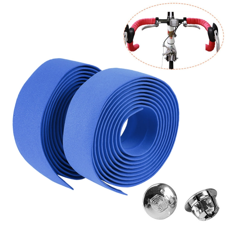 1 Pair Cycling Road Bike Sports Bicycle Cork Handlebar Tape Wrap + 2 Bar Plug, 2m Blue, 2m Yellow, 2m Black, 2m Pink, 2m Green