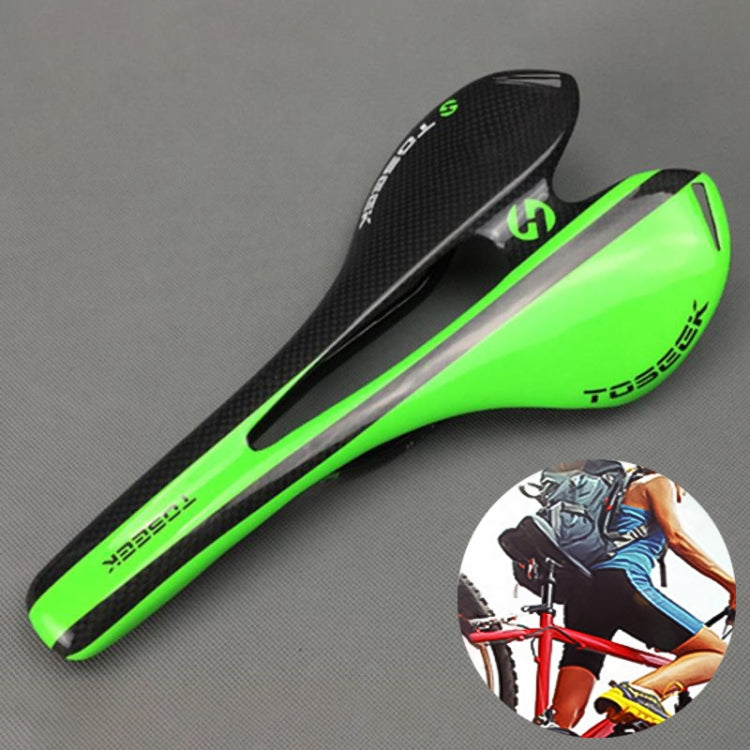 TOSEEK Road Bike Carbon Fiber Seat Bicycle Hollow Seat Saddle, 3K Texture + Light