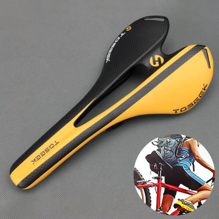 TOSEEK Road Bike Carbon Fiber Seat Bicycle Hollow Seat Saddle, 3K Texture + Extinction, Extinction Black , Extinction Orange , Extinction Green , Extinction Grey , Extinction Blue , Extinction Red , Extinction White , Extinction Yellow