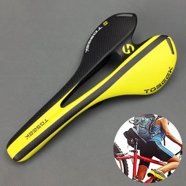 TOSEEK Road Bike Carbon Fiber Seat Bicycle Hollow Seat Saddle, 3K Texture + Extinction, Extinction Black , Extinction Orange , Extinction Green , Extinction Grey , Extinction Blue , Extinction Red , Extinction White , Extinction Yellow