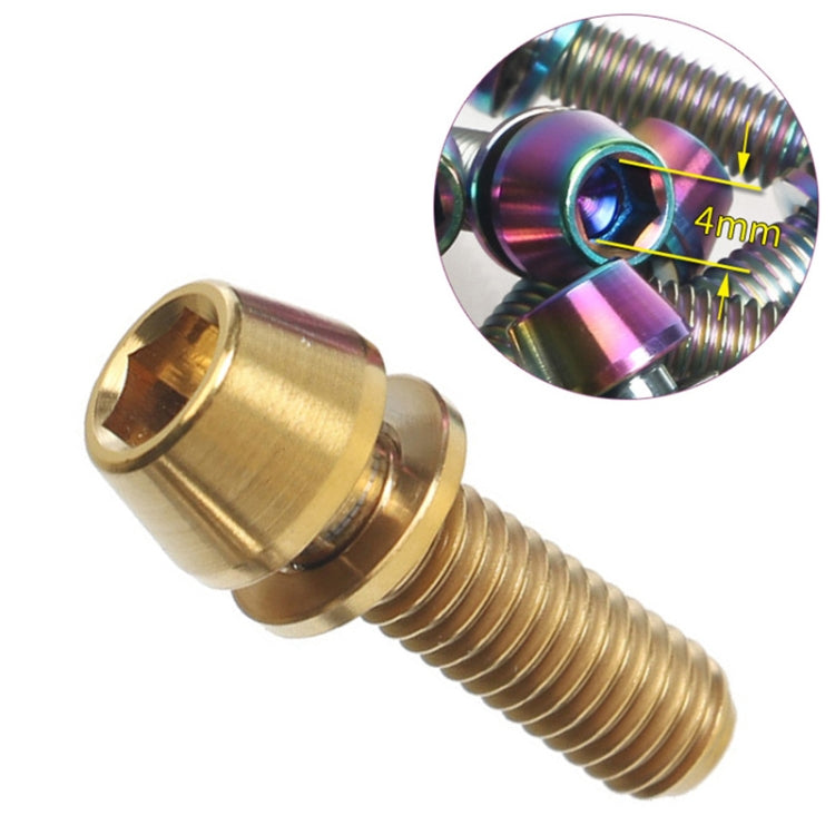 TOSEEK Bicycle Handlebar Stem Screw Titanium Alloy M5x16mm Mountain Bike Fixed Gear Handlebar Stem Screw with Gasket, M5x16mm Screw Colour, M5x16mm Screw Gold, M5x16mm Screw Color