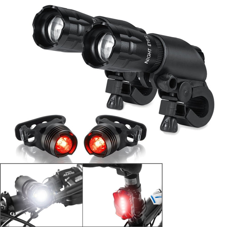 5W Mountain Bike Headlight Charging Zoom Glare Waterproof Flashlight Set Car Headlight x 2 + Taillight x 2 Set Three , Set Three