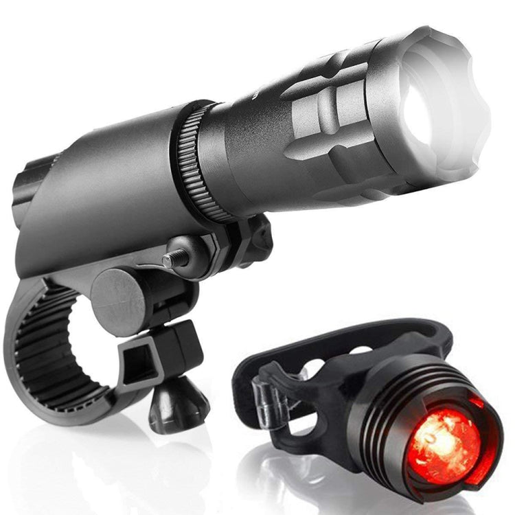5W Mountain Bike Headlight Charging Zoom Glare Waterproof Flashlight Set Car Headlight + Taillight Set Five , Set Five