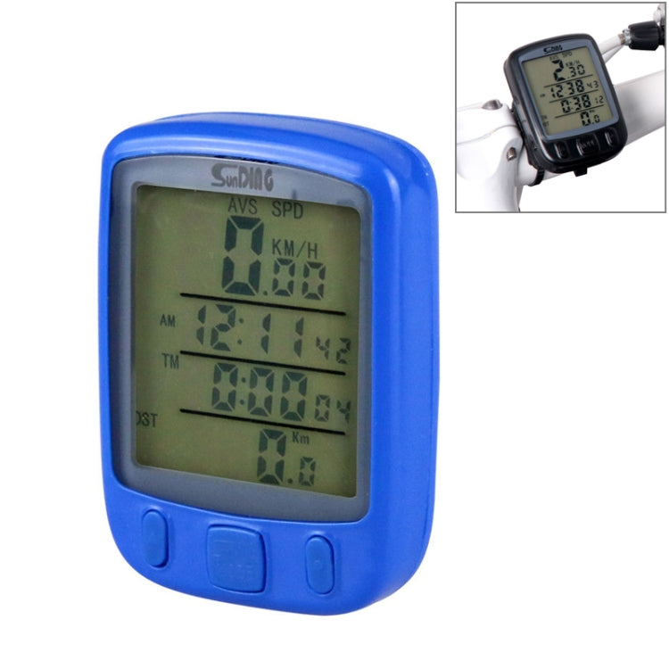 SUNDING 563C Bike Bicycle Waterproof Wireless LCD Screen Luminous Mileage Speedometer Odometer, English Version, 563C(Black), 563C(Blue), 563C (Yellow)