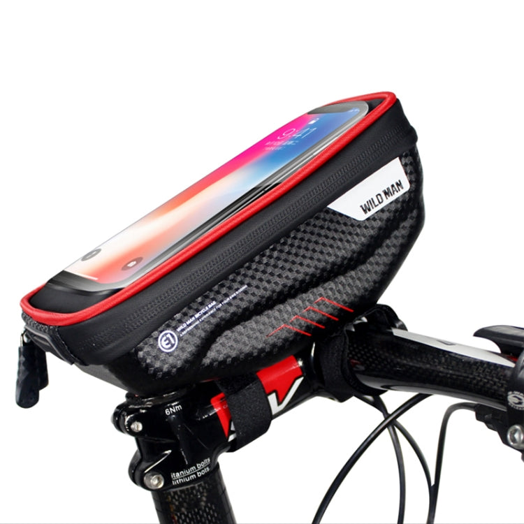 WILD MAN E1 Waterproof Front Bag MTB Mobile Phone Sets Bicycle Tube Bag Riding Accessories, E1 Black , E1 Red