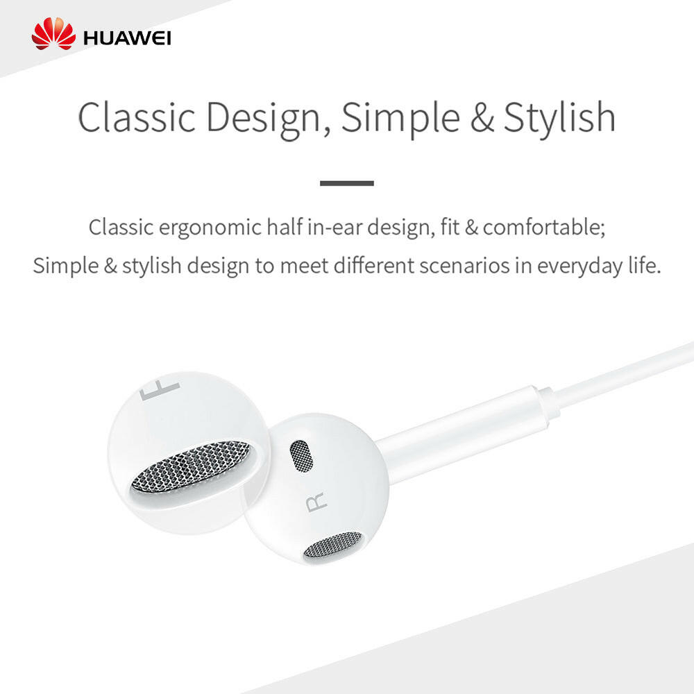 HUAWEI CM33 Classic Earphones USB-C Edition Half In-ear Corded Headset Handsfree Hi-Res High-Resolution Audio Immersive Wired Headphone with Mic