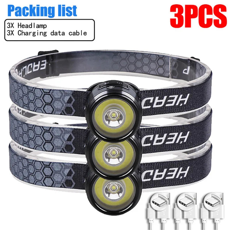 4 IN 1 Mini Multifunction LED Headlamp USB C Rechargeable Head Flashlight With Strong Magnet Cap Clip Light For Fishing Camping-WAYBIKER