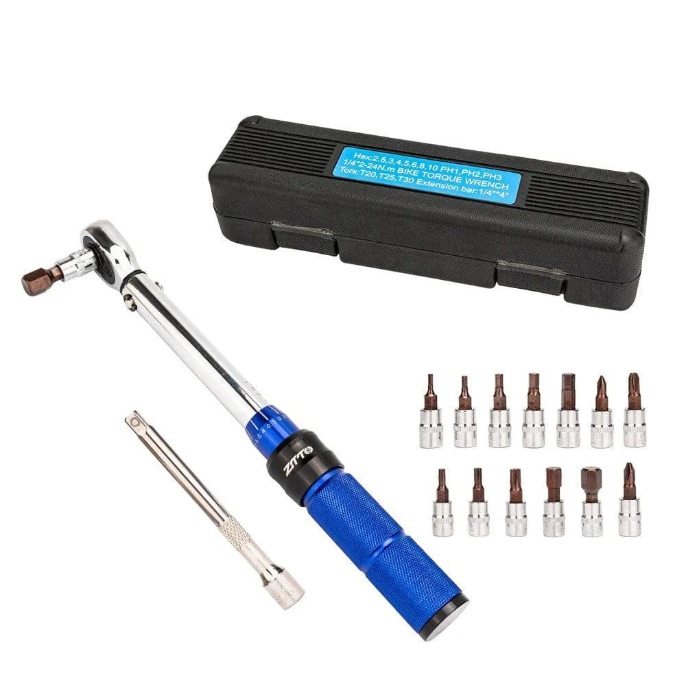 Bike 1/4 Inch Drive Torque Wrench Set 2 to 24 Nm Bicycle Tool Kit for Mountain Road Bikes-WAYBIKER