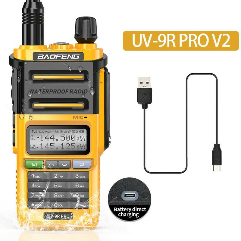 2023 Baofeng UV-9R Pro V1 V2 Waterproof IP68 16KM Walkie Talkie Type-C Charger UHF VHF Long Range UV-5R Upgrade Ham CB Radio-WAYBIKER
