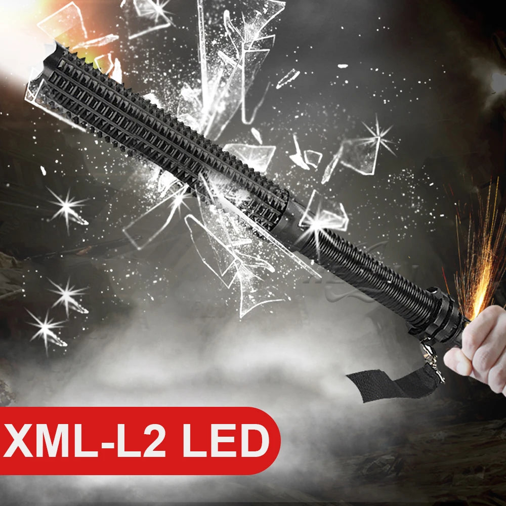 Powerful Led Flashlight 18650 Rechargeable Tactical Flashlights Torch USB Self Defense Torch Light XML L2 Telescopic Lamp-WAYBIKER