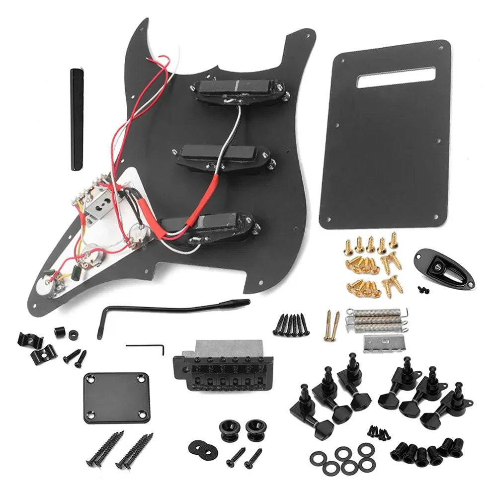 ST Style Electric Guitar Full Set DIY Accessory Kit Including Prewired Pickguard Bridge SSS Pickups and Other Accessories-WAYBIKER